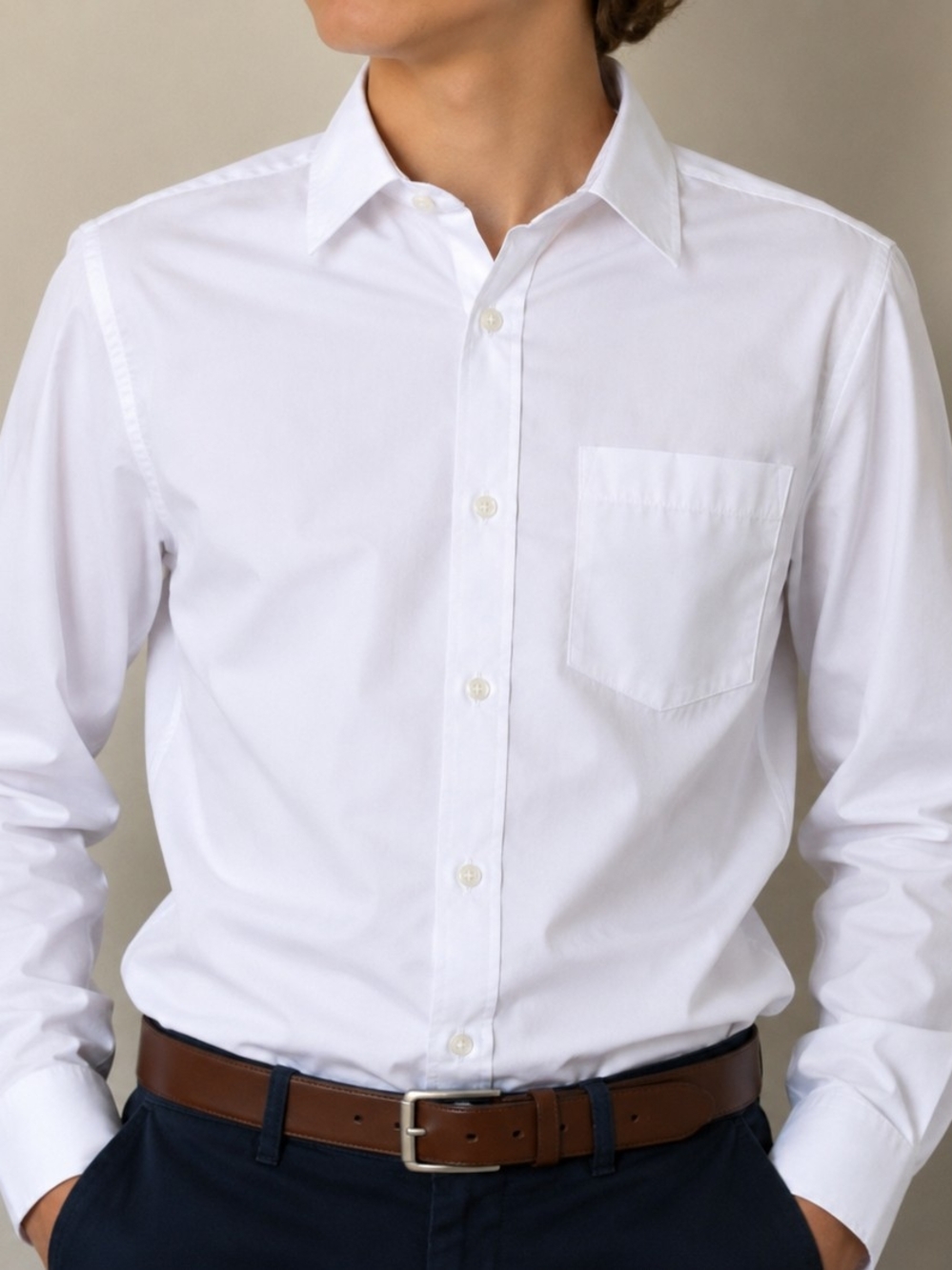 Classic White Boy's Dress Shirt - Long Sleeve